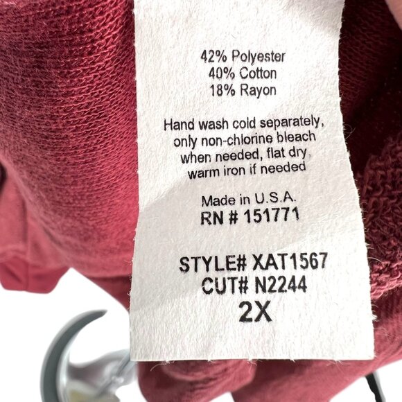 Gilli Asymmetrical Cold Shoulder Relaxed Pullover Top Berry Red Size 2X NWT - Picture 9 of 10